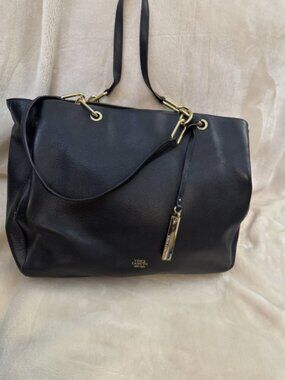 Vince Camuto Avin Black Leather Tote, Medium Leather Tote, Laptop Bag, Wor